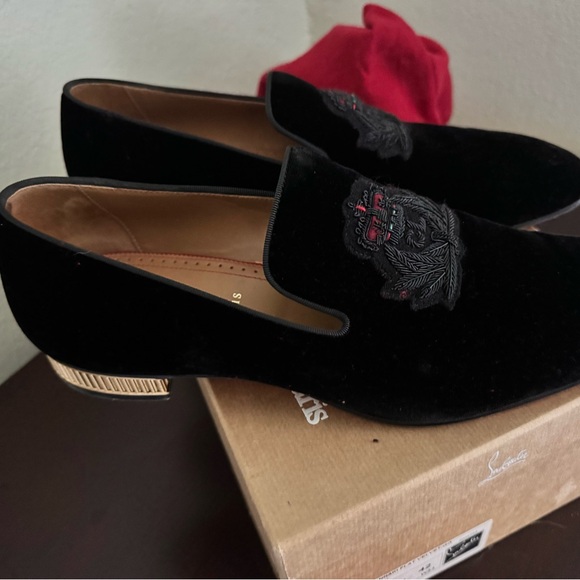 Christian Louboutin Black and Gold Velvet Flats main image 6